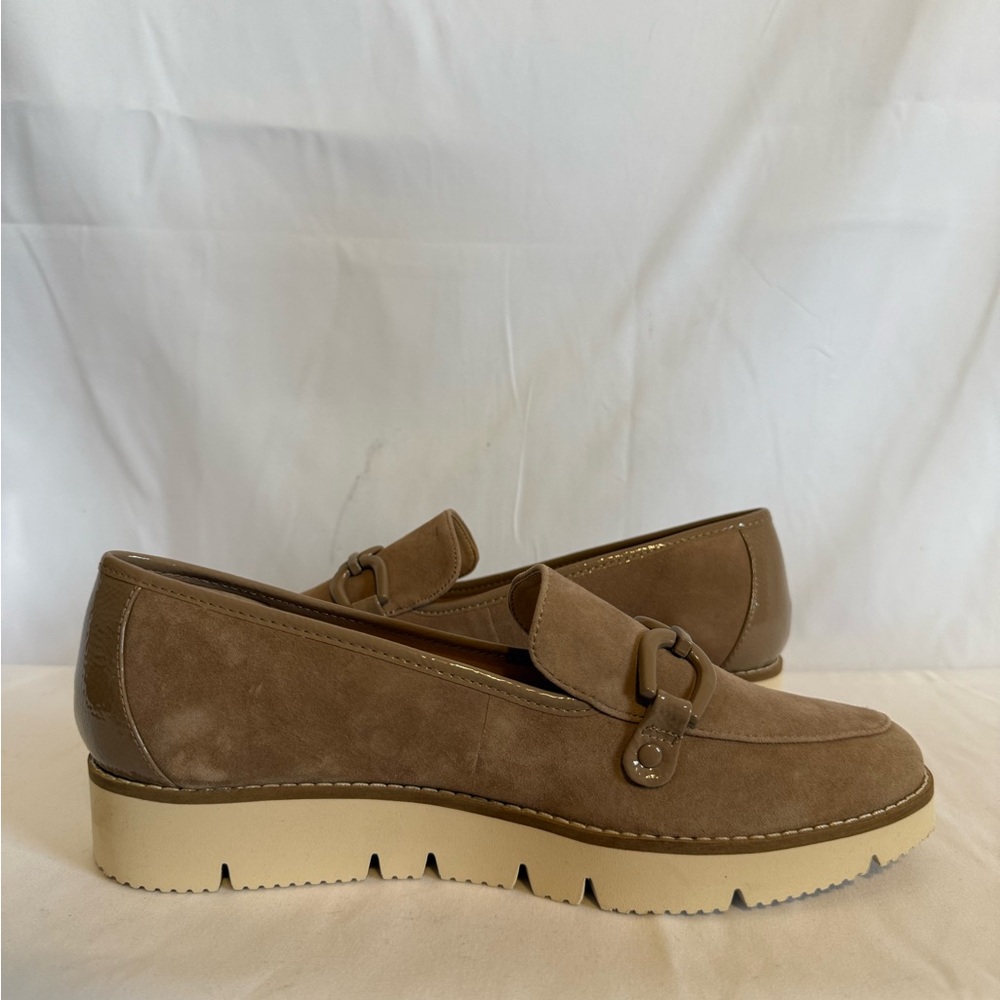 Alex Marie Flynn Taupe Suede Loafers with Cream Sole